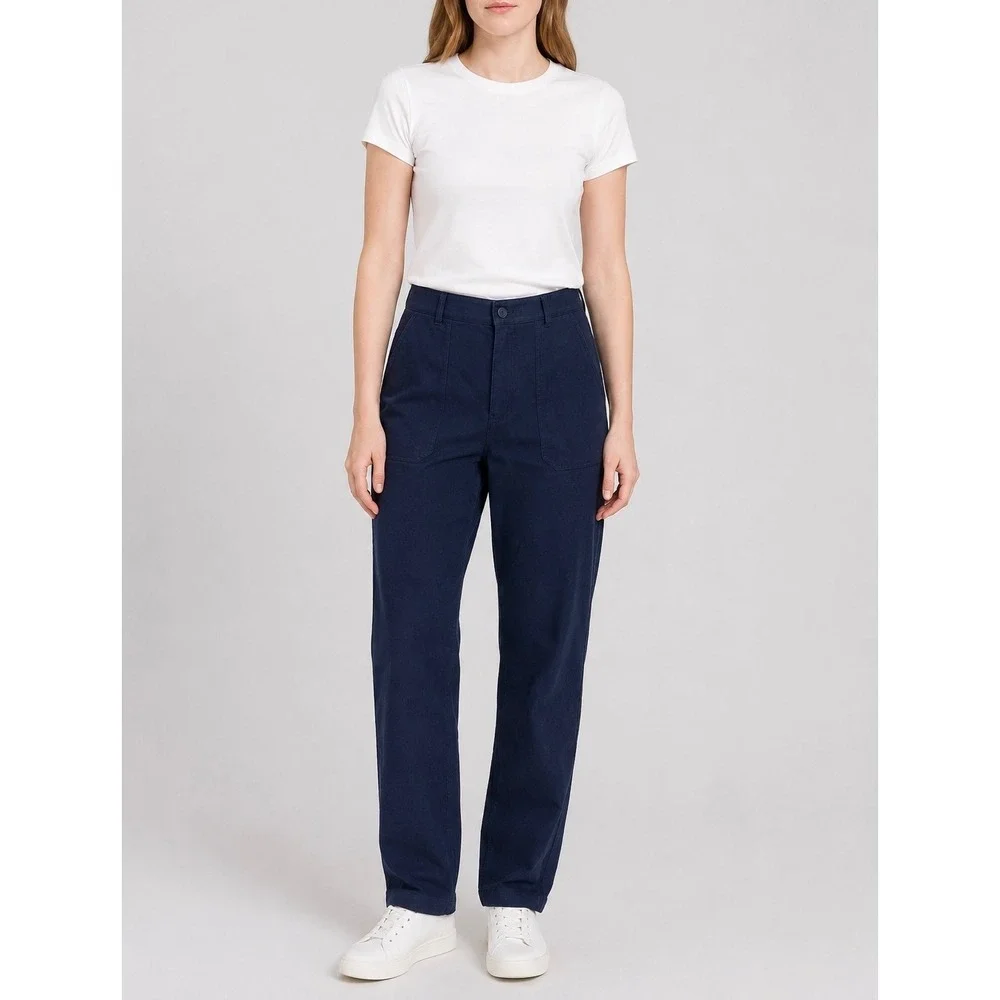 G/FORE Cotton‎ Twill High Rise Straight Tapered Trouser Womens 10 Blue Golf Pant
